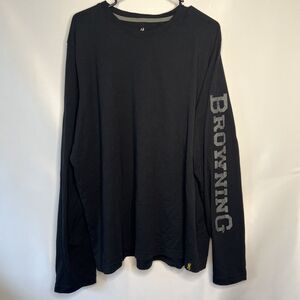Browning T-Shirt Men's size 2XL XXL Long Sleeve Black T-SHIRT Logo On Sleeve